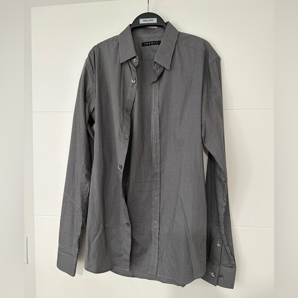 Theory dark grey button up shirt